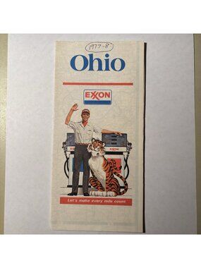 Vintage Exxon Oil Gas Ohio Region State US Tour Travel Road Map 1977-78
